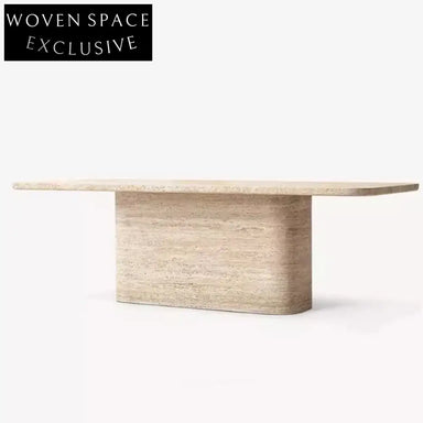 WISEMAX Contemporary Luxury Natural Travertine Rectangle Dining Table for 10