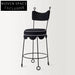 WISEMAX FURNITURE Contemporary Minimalist Metal Leg Round High Back Fabric Bar Stool