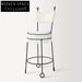 WISEMAX FURNITURE Contemporary Minimalist Metal Leg Round High Back Fabric Bar Stool