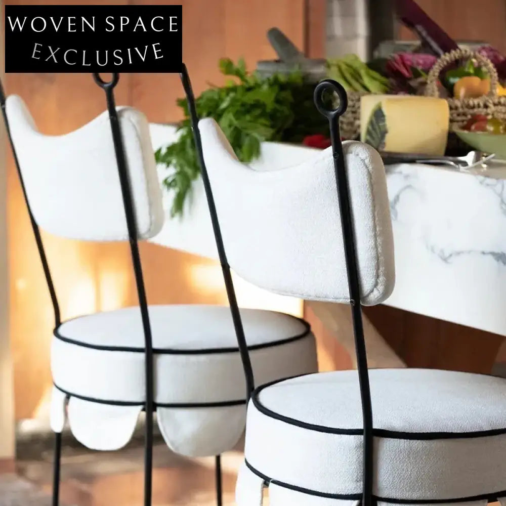 WISEMAX FURNITURE Contemporary Minimalist Metal Leg Round High Back Fabric Bar Stool