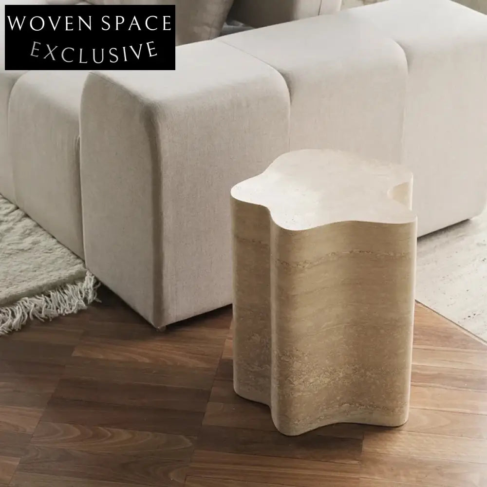 WISEMAX FURNITURE Modern Irregular Travertine Stone Living Room Coffee Table