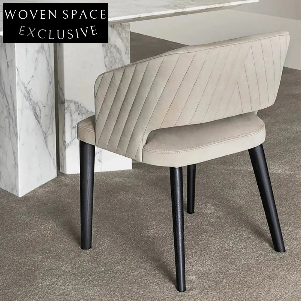 WISEMAX Italian Fabric Upholstered Dining Chair with Wooden Legs Armrests