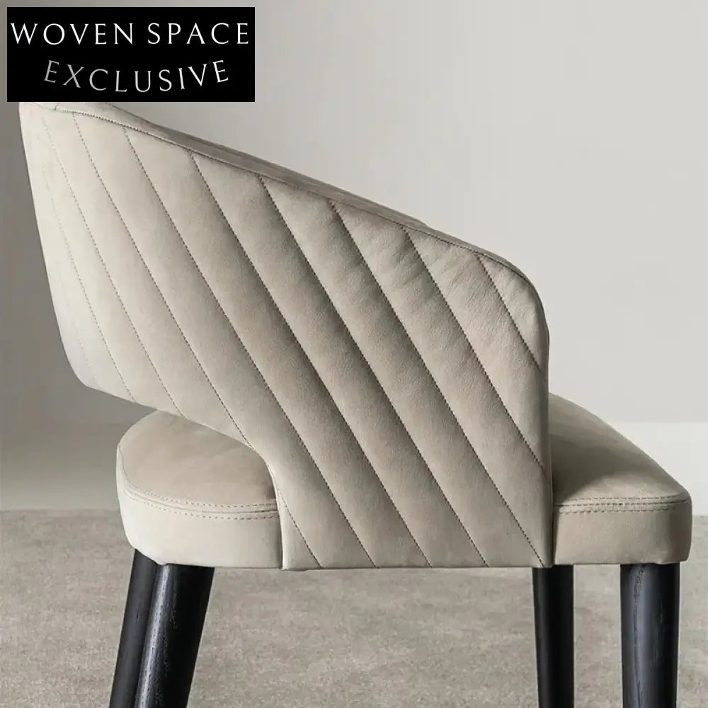 WISEMAX Italian Fabric Upholstered Dining Chair with Wooden Legs Armrests