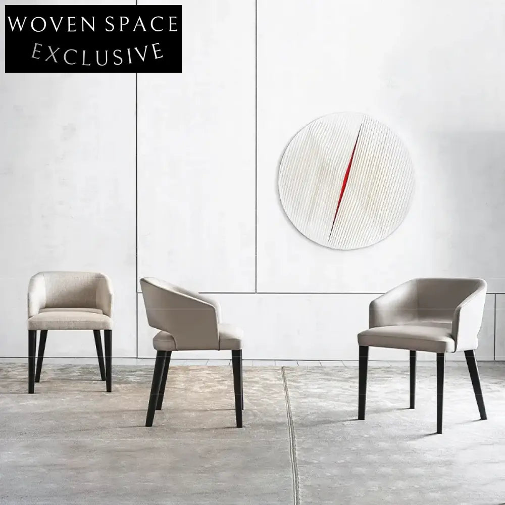 WISEMAX Italian Fabric Upholstered Dining Chair with Wooden Legs Armrests