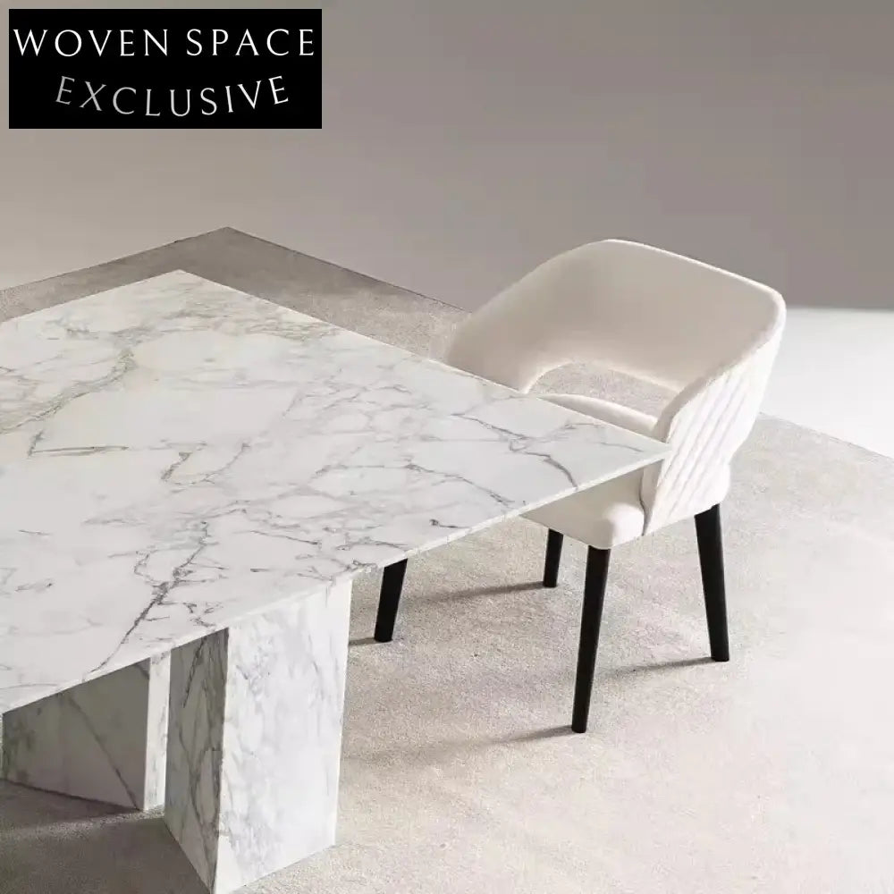 WISEMAX Italian Fabric Upholstered Dining Chair with Wooden Legs Armrests