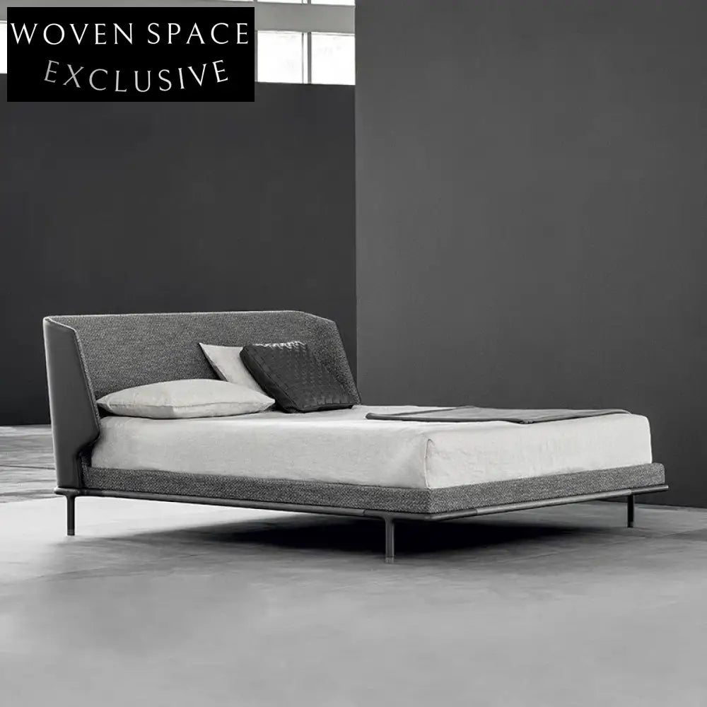 WISEMAX Italian Linen Fabric Soft King Bed Frame High Headboard Solid Wood Modern Design