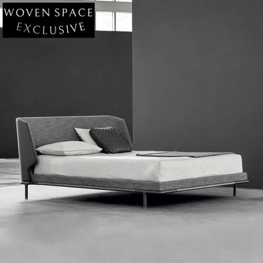 WISEMAX Italian Linen Fabric Soft King Bed Frame High Headboard Solid Wood Modern Design