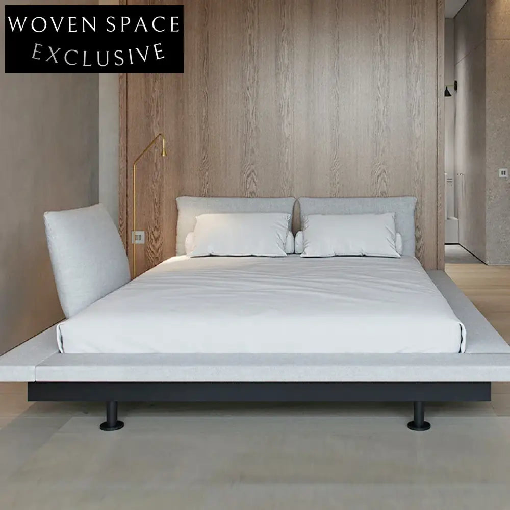 WISEMAX Italian Modern Wood Frame Linen Fabric King Queen Size Bedroom Bed