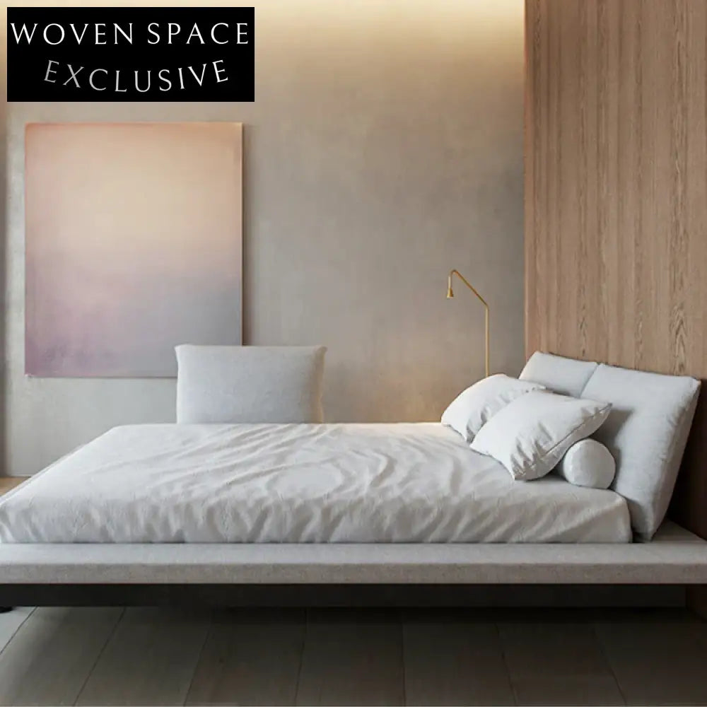 WISEMAX Italian Modern Wood Frame Linen Fabric King Queen Size Bedroom Bed