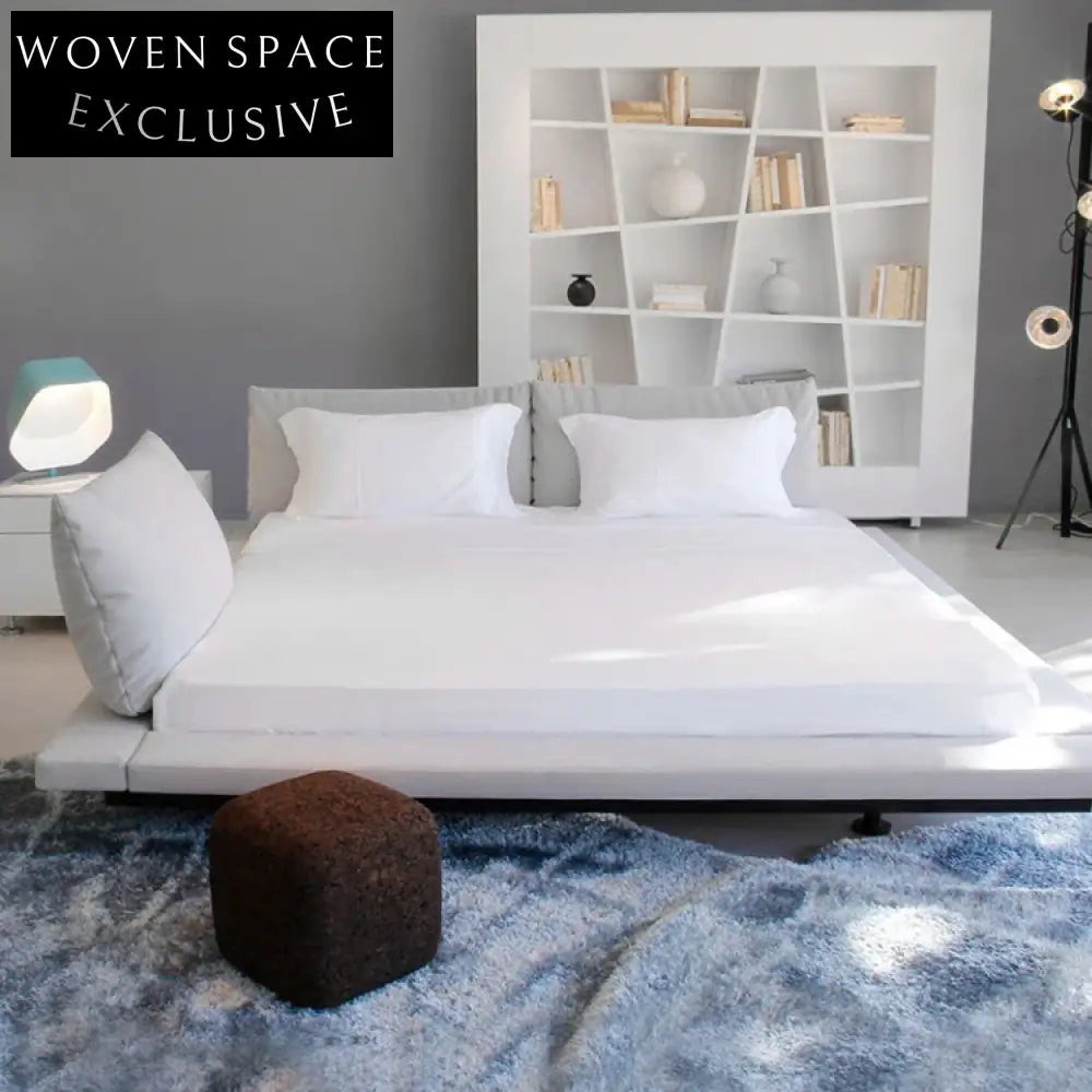 WISEMAX Italian Modern Wood Frame Linen Fabric King Queen Size Bedroom Bed