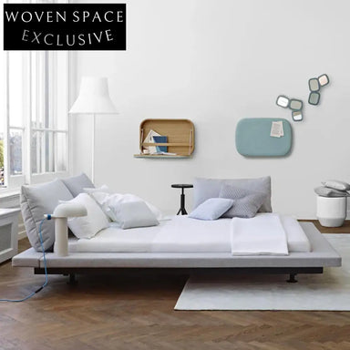 WISEMAX Italian Modern Wood Frame Linen Fabric King Queen Size Bedroom Bed