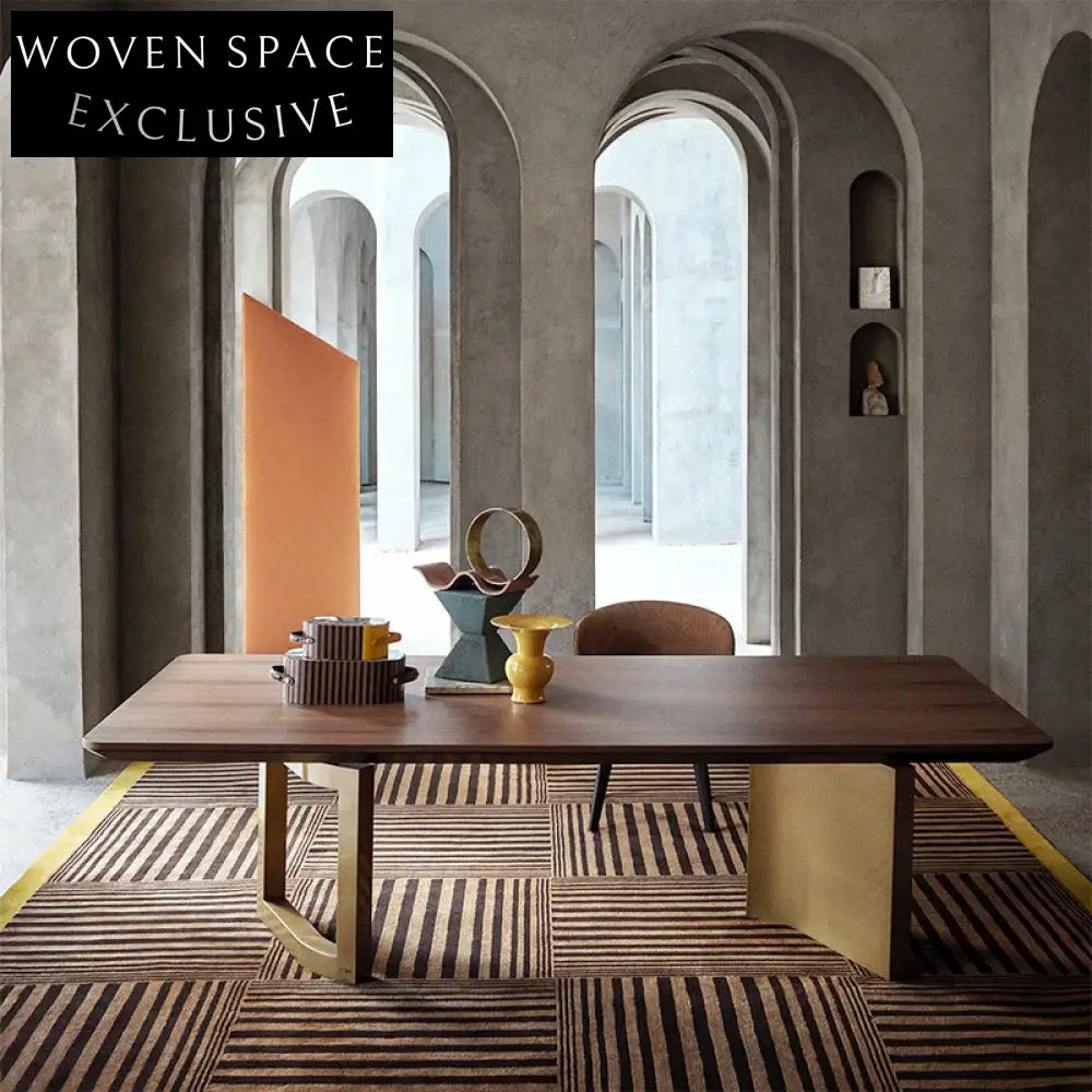 WISEMAX Modern Italian Luxury Sintered Stone Gold Stainless Steel Dining Table