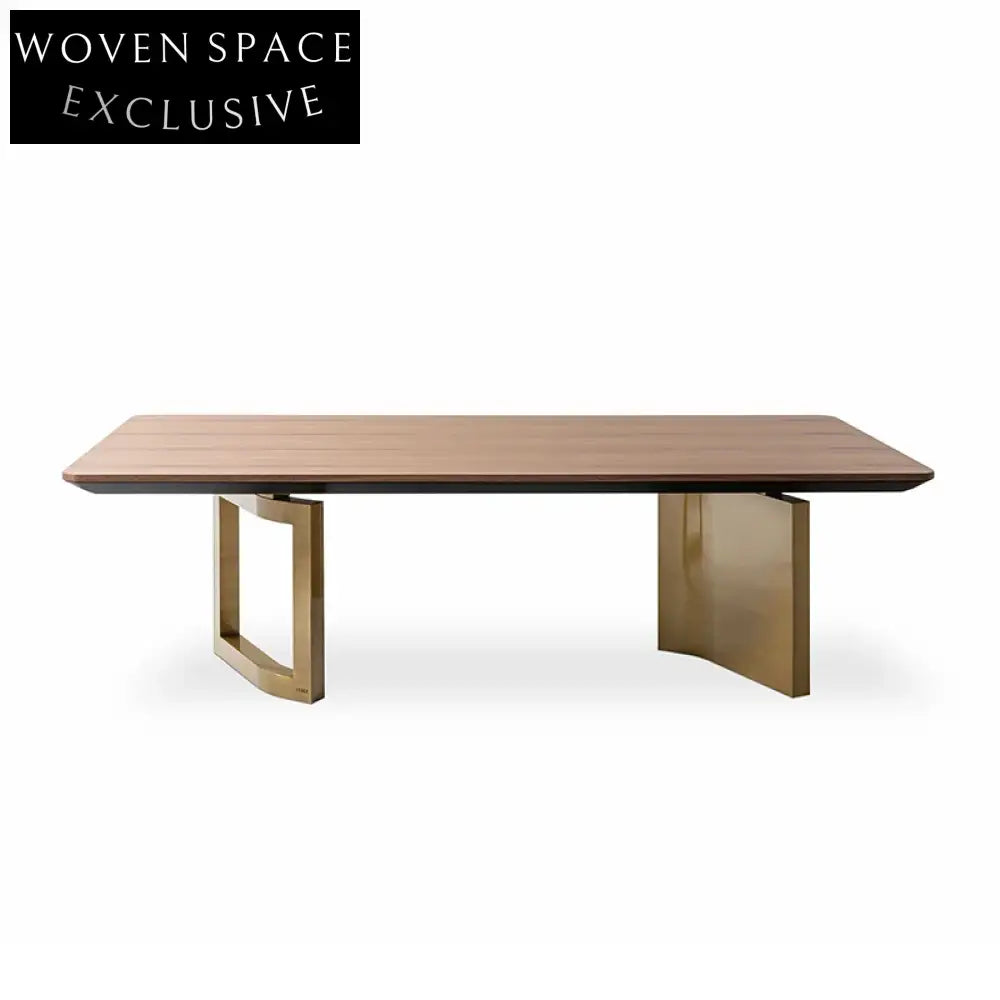 WISEMAX Modern Italian Luxury Sintered Stone Gold Stainless Steel Dining Table