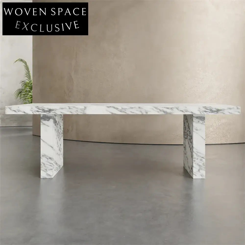 WISEMAX Modern Luxury Natural Marble Dining Table with Rectangle Frame