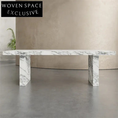 WISEMAX Modern Luxury Natural Marble Dining Table with Rectangle Frame