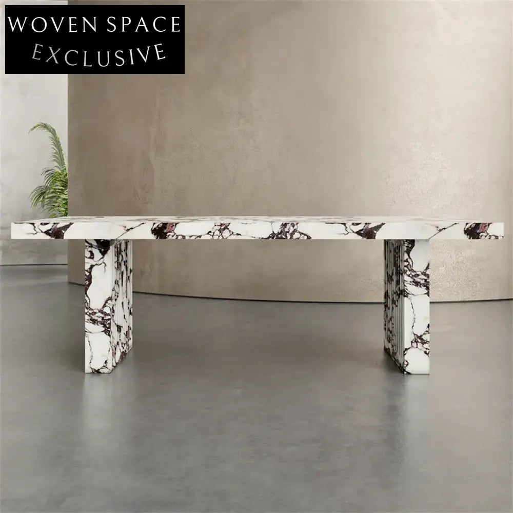 WISEMAX Modern Luxury Natural Marble Dining Table with Rectangle Frame