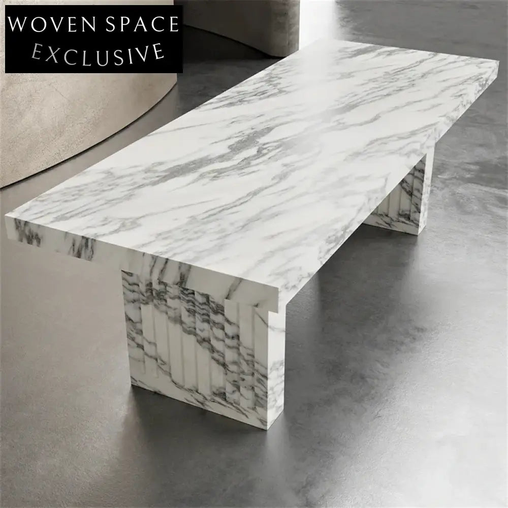 WISEMAX Modern Luxury Natural Marble Dining Table with Rectangle Frame