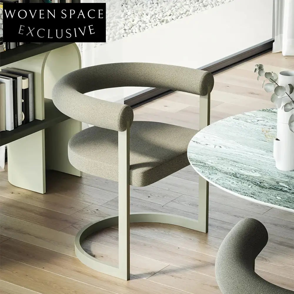 WISEMAX Modern Stainless Steel Upholstered Fabric Dining Armchair for Cafes