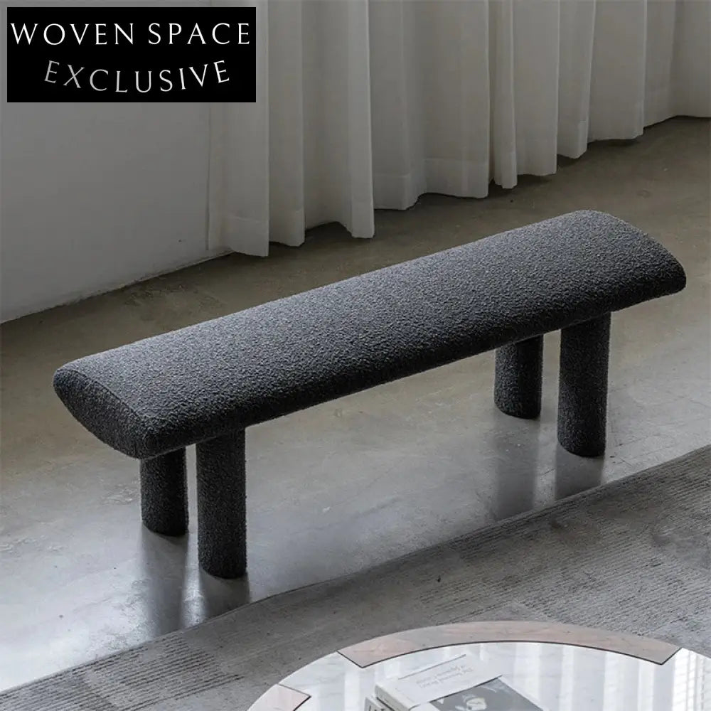 WISEMAX Modern Teddy Fabric Leisure Bench Ottoman for Bedroom and Living Room