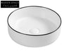 Xenia Dove Above Counter Basin Gloss White with Black Edge Basins