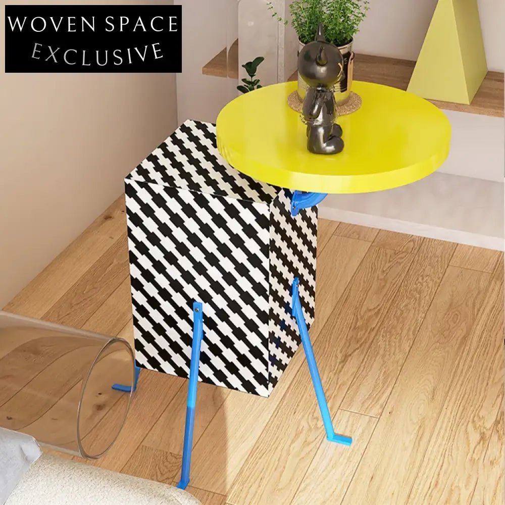 Yellow Plywood Modern Tea Coffee Table with Durable Metal Base