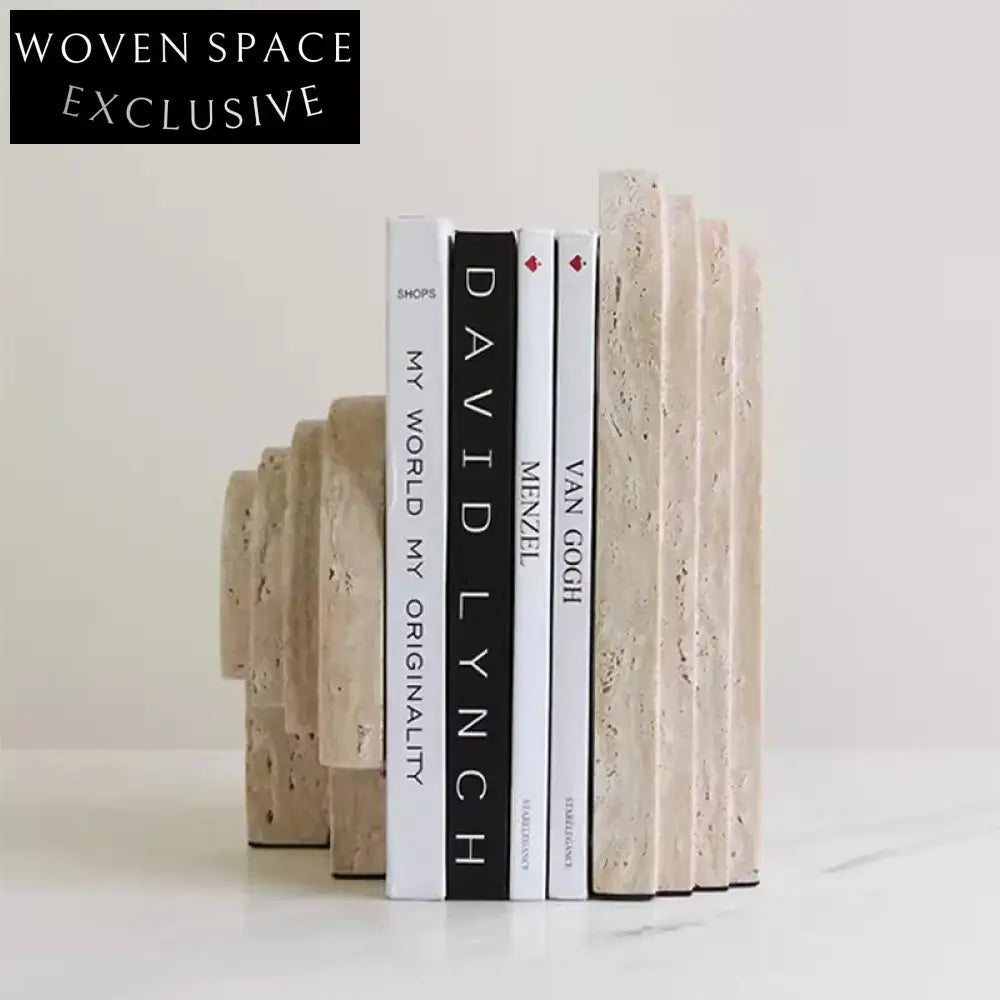 Yellow Travertine Irregular Wabi-sabi Abstract Stone Art Sculpture Ornament Set