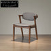 Z-Shape Japanese Style Solid Wood Dining Chair with Upholstered Fabric Seat