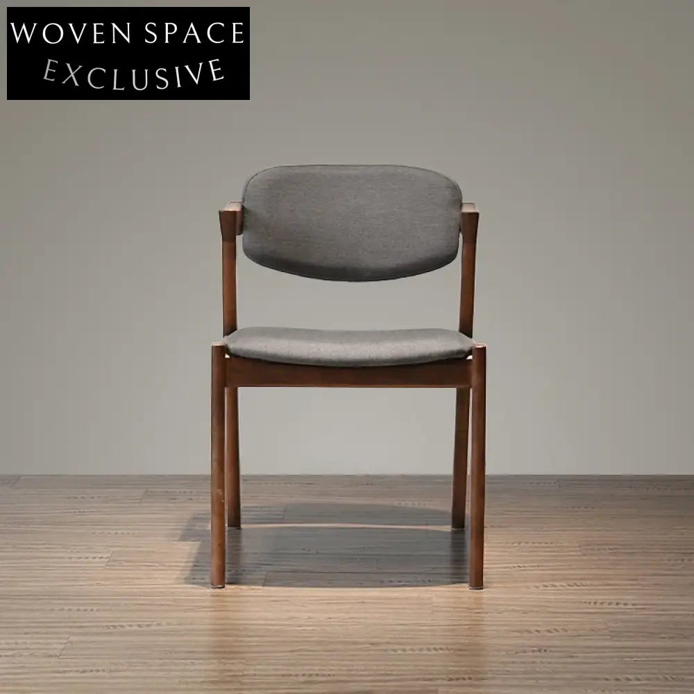 Z-Shape Japanese Style Solid Wood Dining Chair with Upholstered Fabric Seat