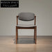 Z-Shape Japanese Style Solid Wood Dining Chair with Upholstered Fabric Seat