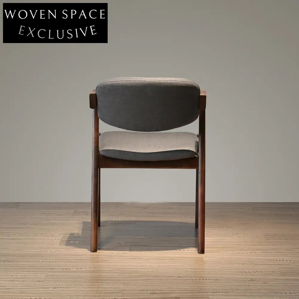 Z-Shape Japanese Style Solid Wood Dining Chair with Upholstered Fabric Seat