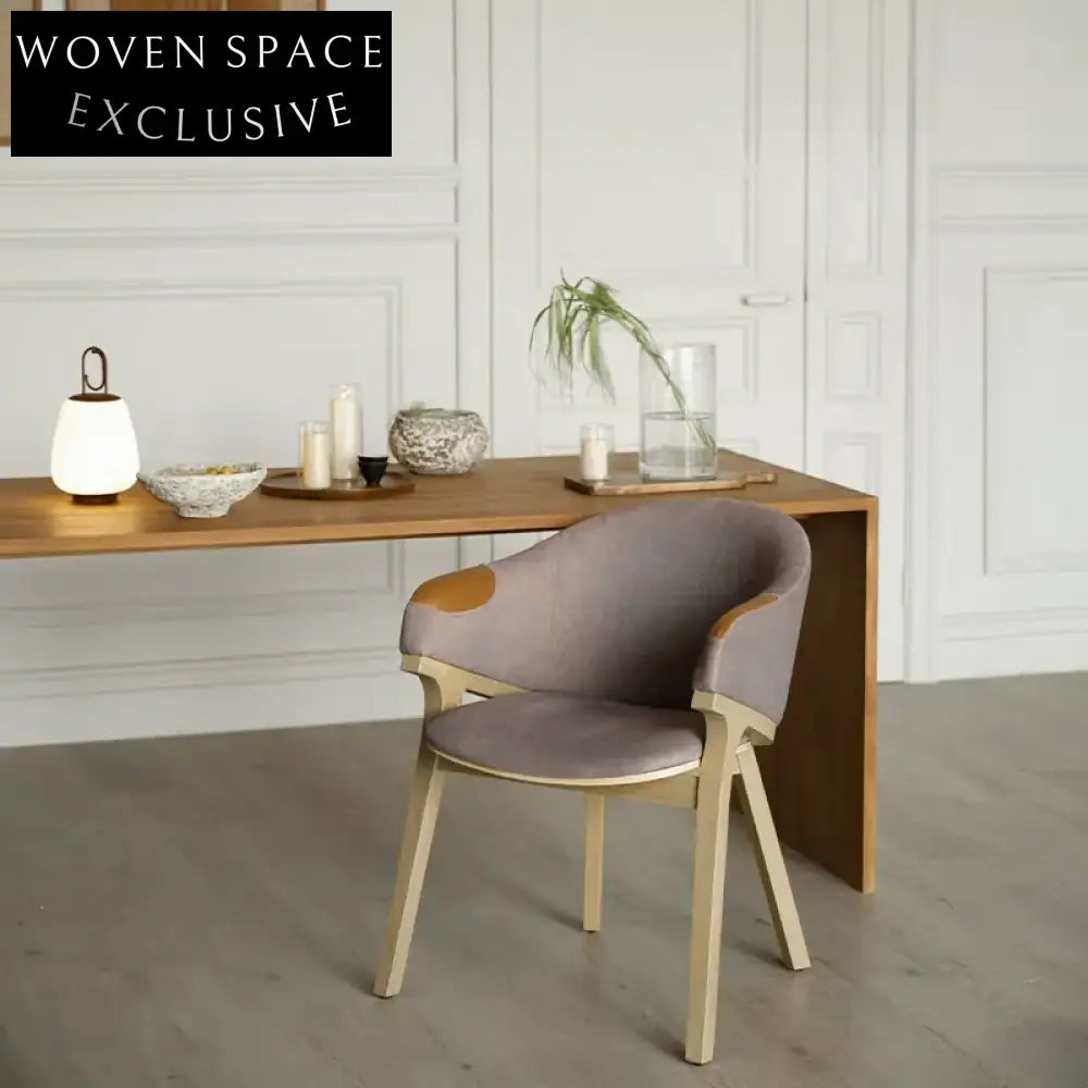 Zella Solid Oak Armrest Dining Room Chair Flax color / In stock