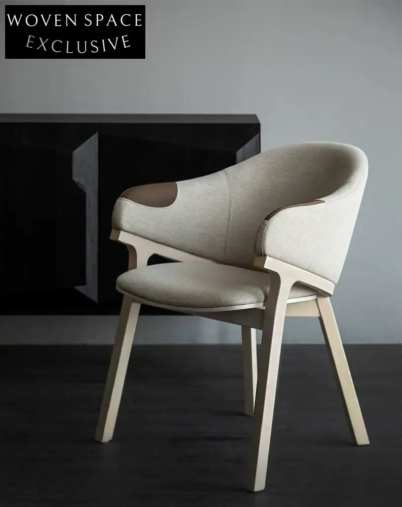 Zella Solid Oak Armrest Dining Room Chair Flax color / In stock