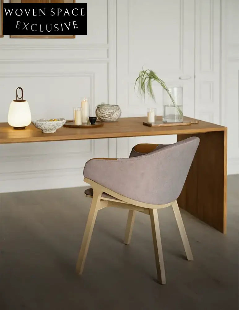 Zella Solid Oak Armrest Dining Room Chair Flax color / In stock