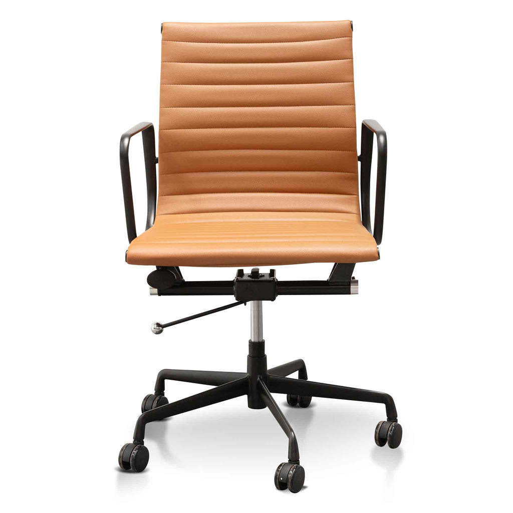 Floyd Low Back Office Chair - Saddle Tan in Black Frame