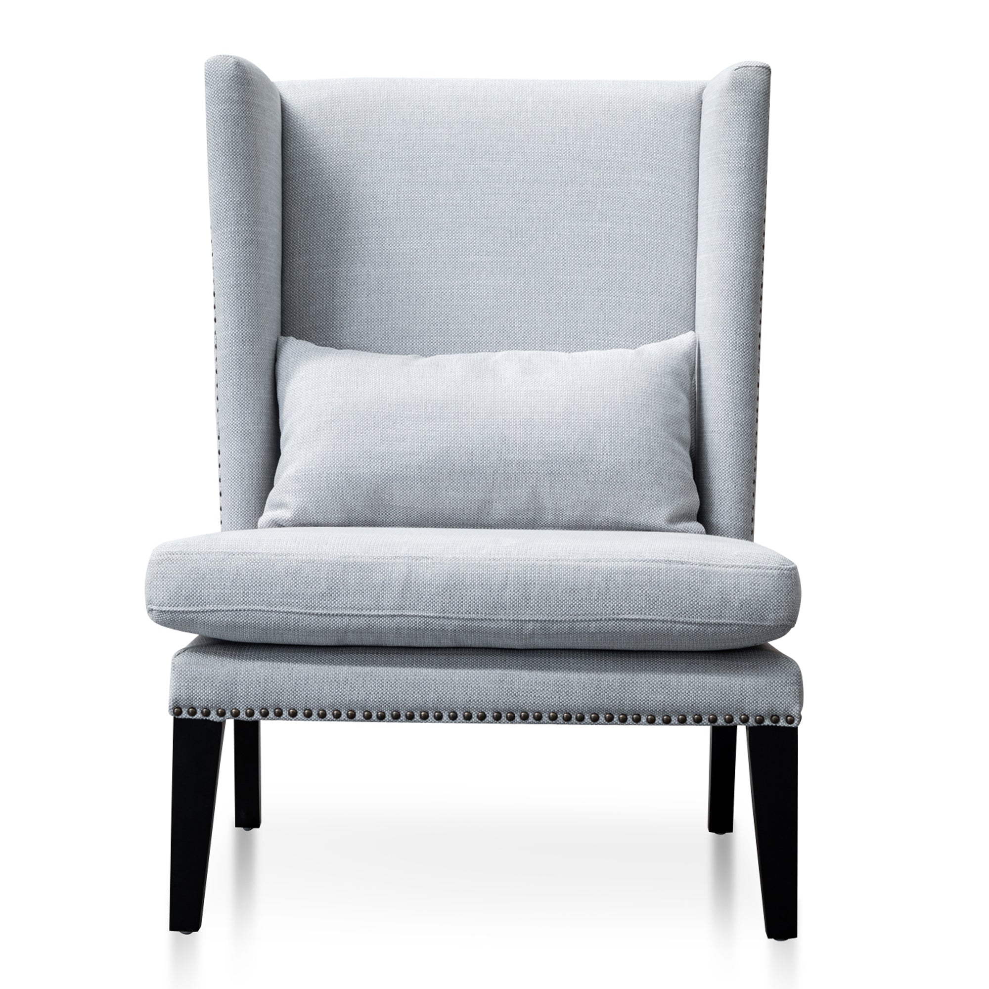 Mercer Velvet Lounge Wingback Chair in Light Texture Grey