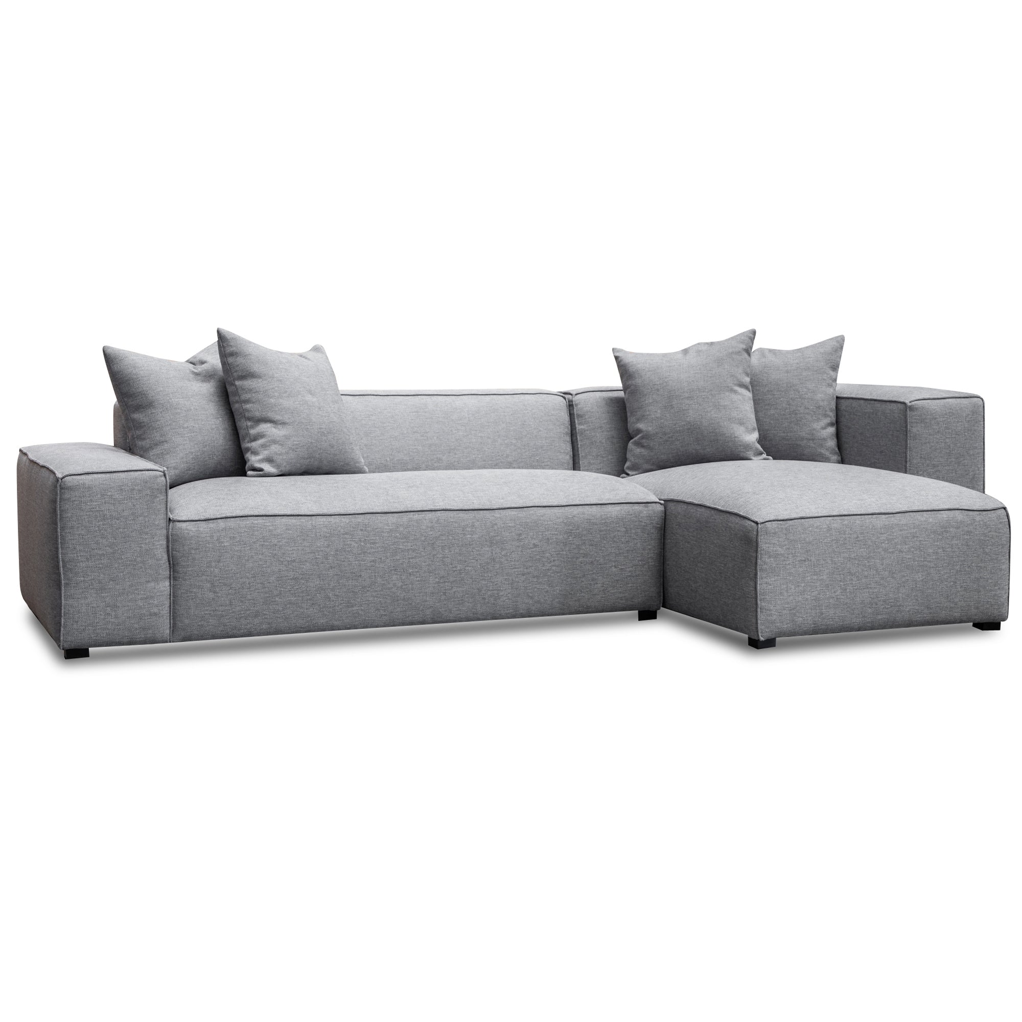 Casey 3 Seater Right Chaise Sofa - Graphite Grey