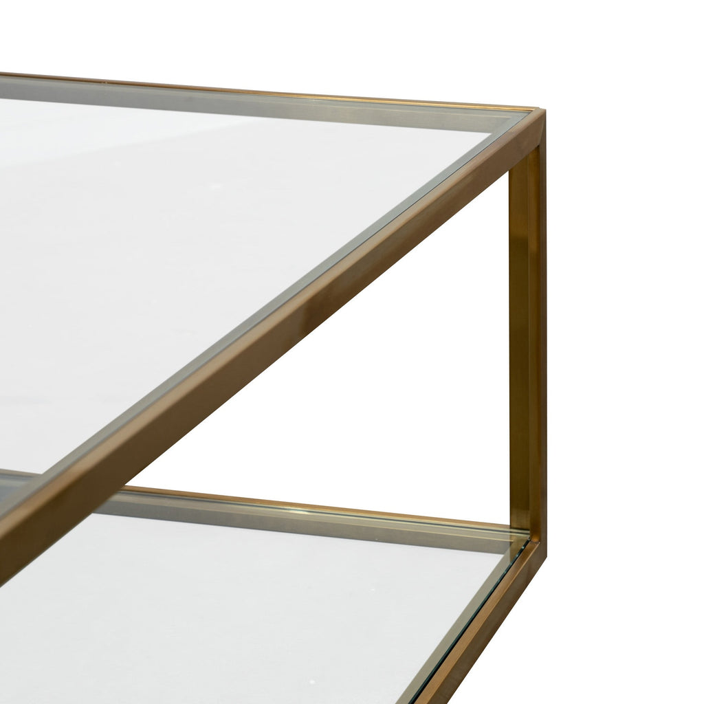 CCF2878-KS - 1M Glass Coffee Table - Gold Base