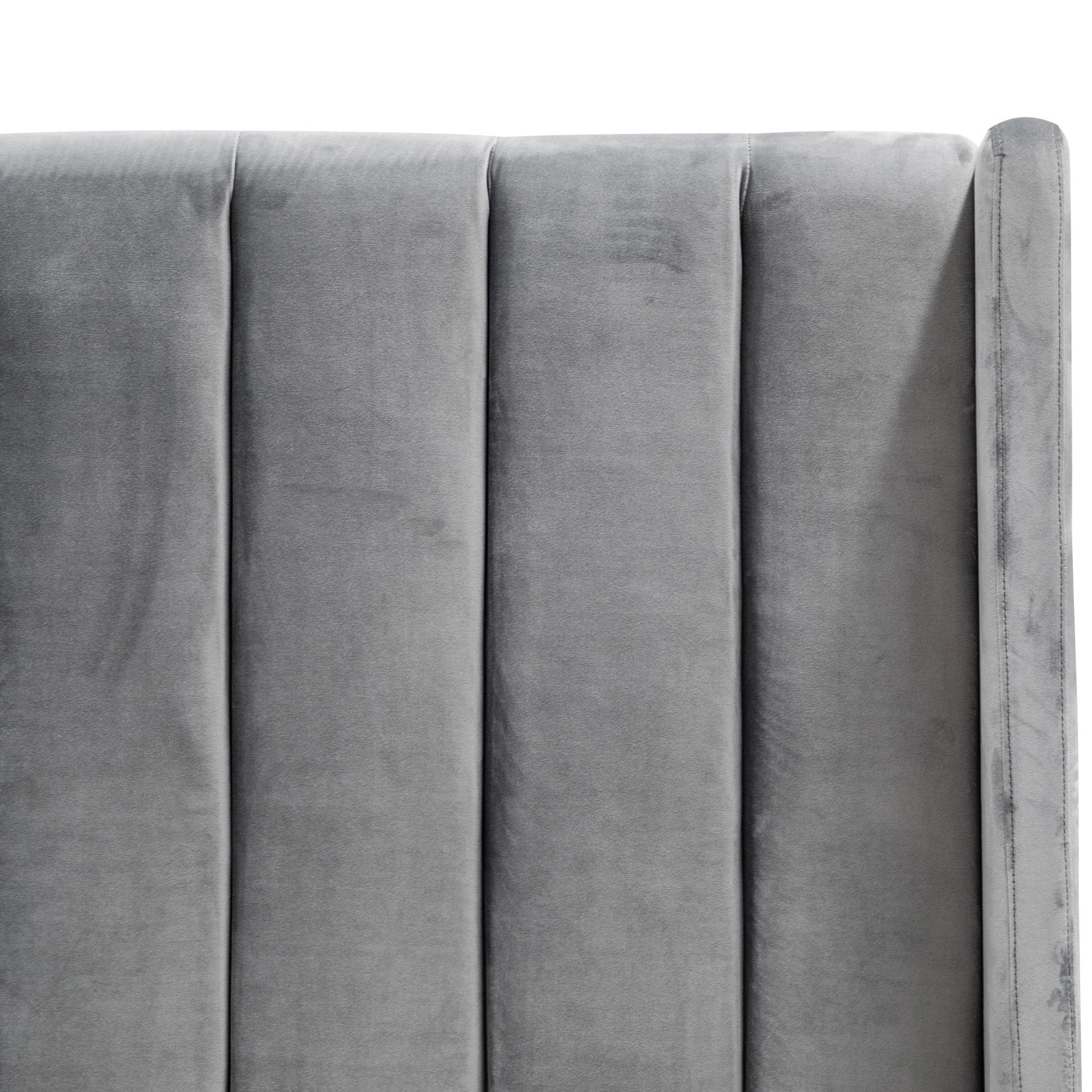 Queen Bed Frame - Wide Base in Charcoal Velvet