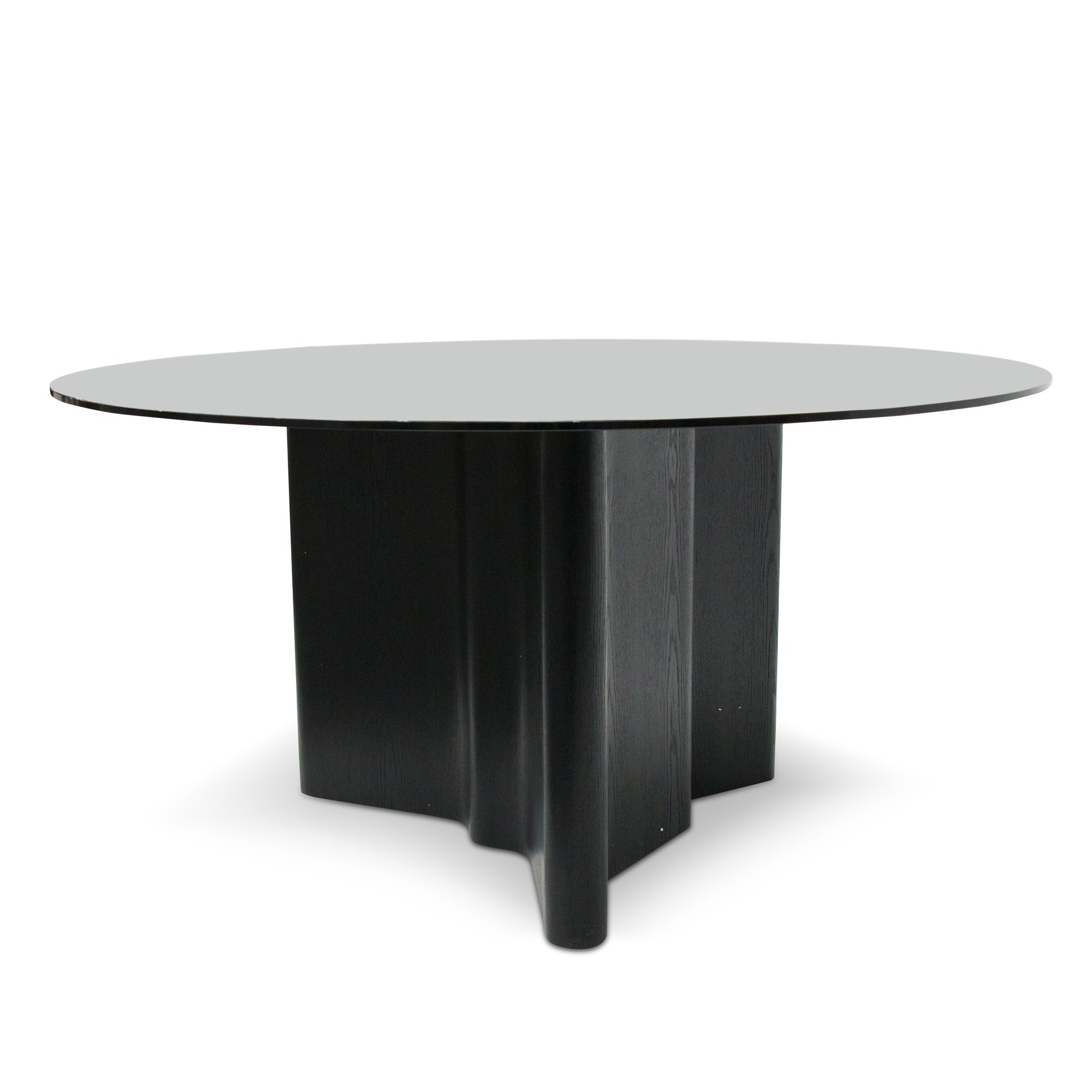 1.5m Charlie Round Glass Dining Table - Black