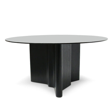 1.5m Charlie Round Glass Dining Table - Black