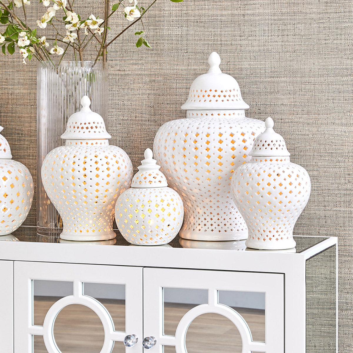 Minx Temple Jar - Large White