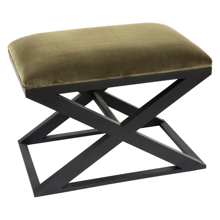 Spencer Black Timber Stool - Moss Velvet