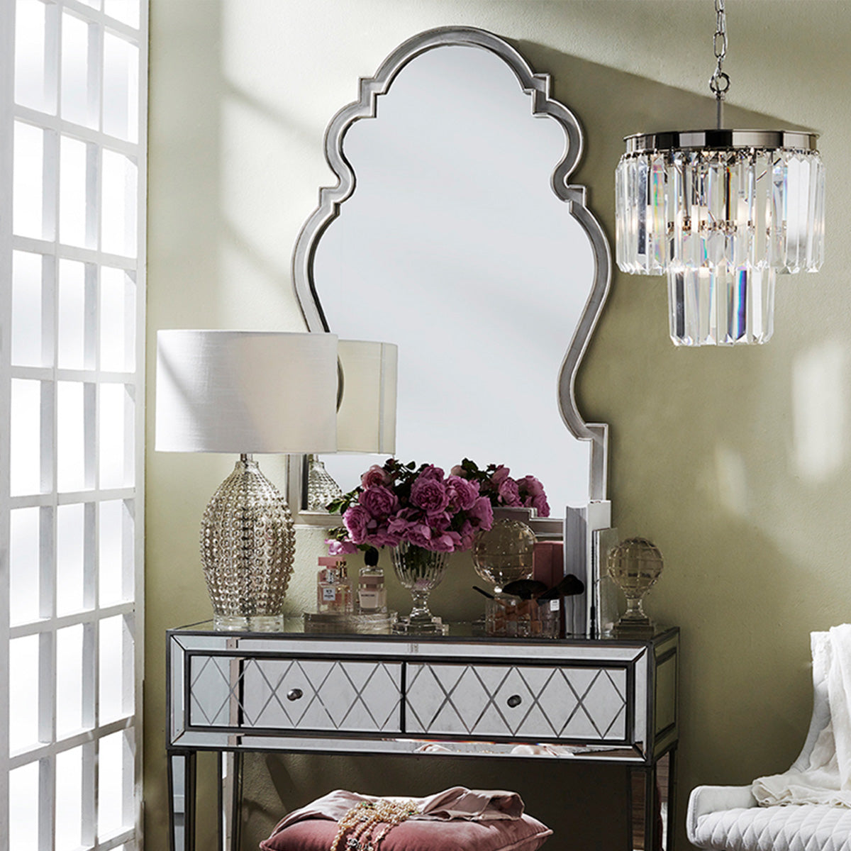 Paloma Wall Mirror - Antique Silver