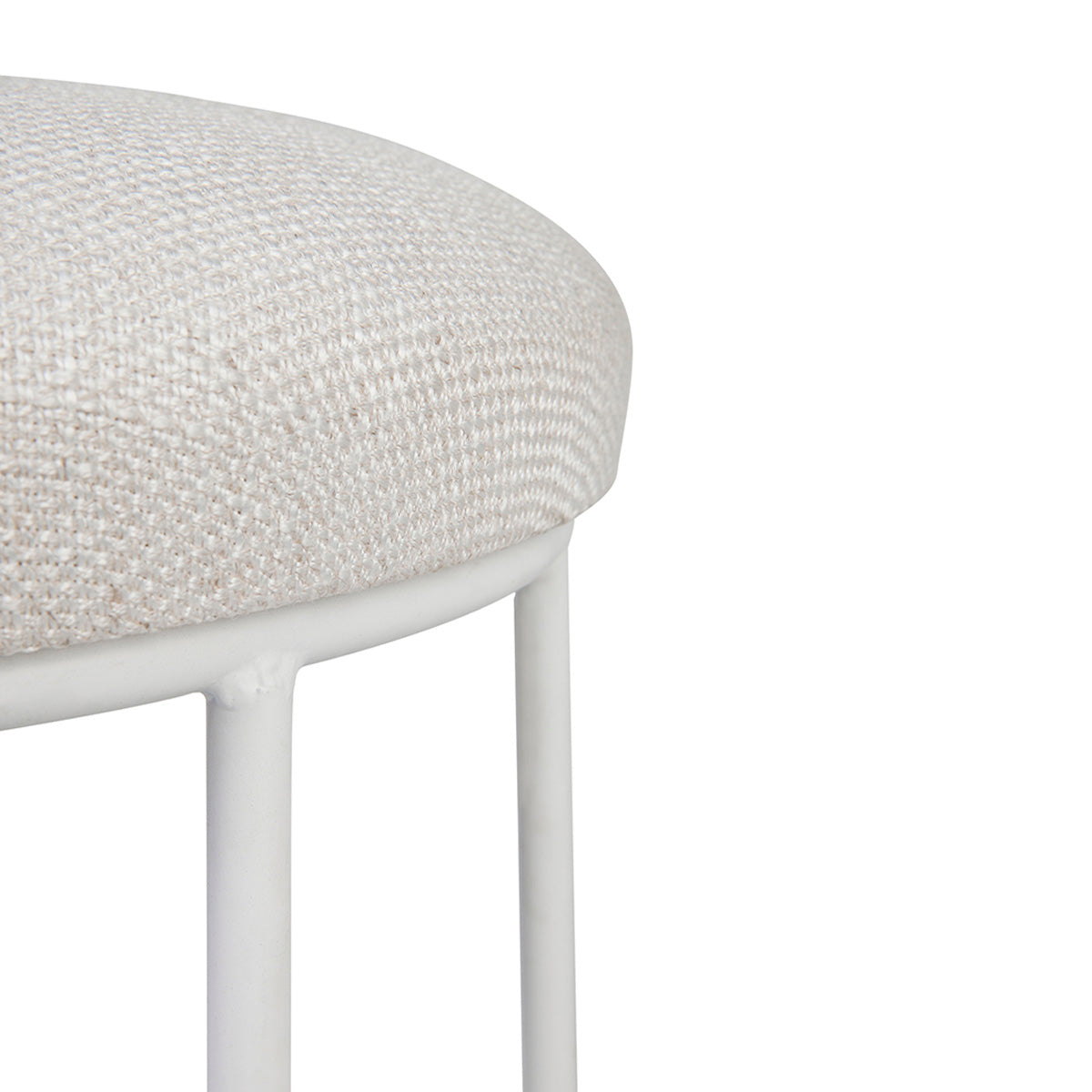 Aiden White Steel Kitchen Stool - Natural Linen