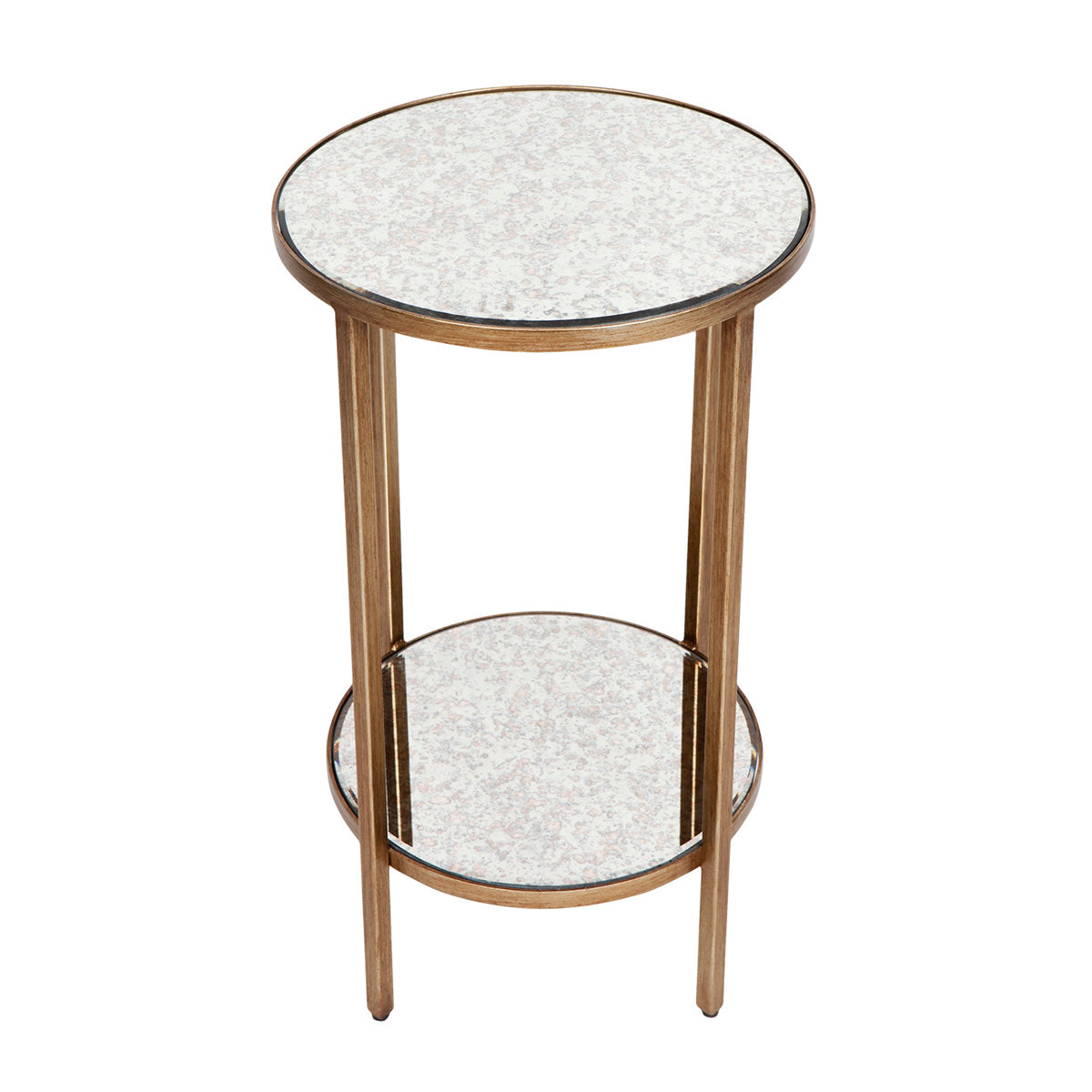 Cocktail Mirrored Side Table - Petite Antique Gold