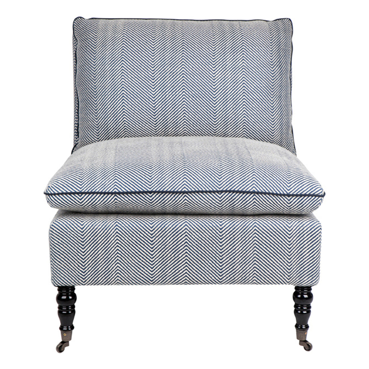 Candace Occasional Chair - Chevron Blue Linen