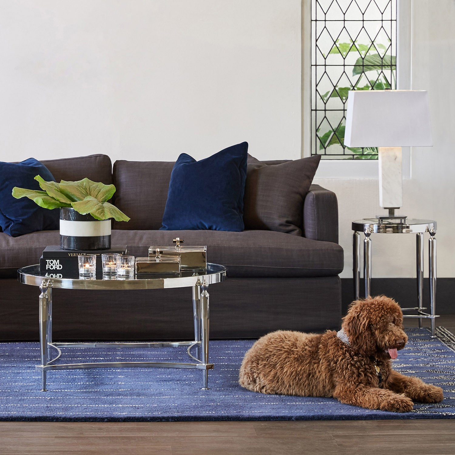 Jak Glass Coffee Table - Nickel **discontinued**