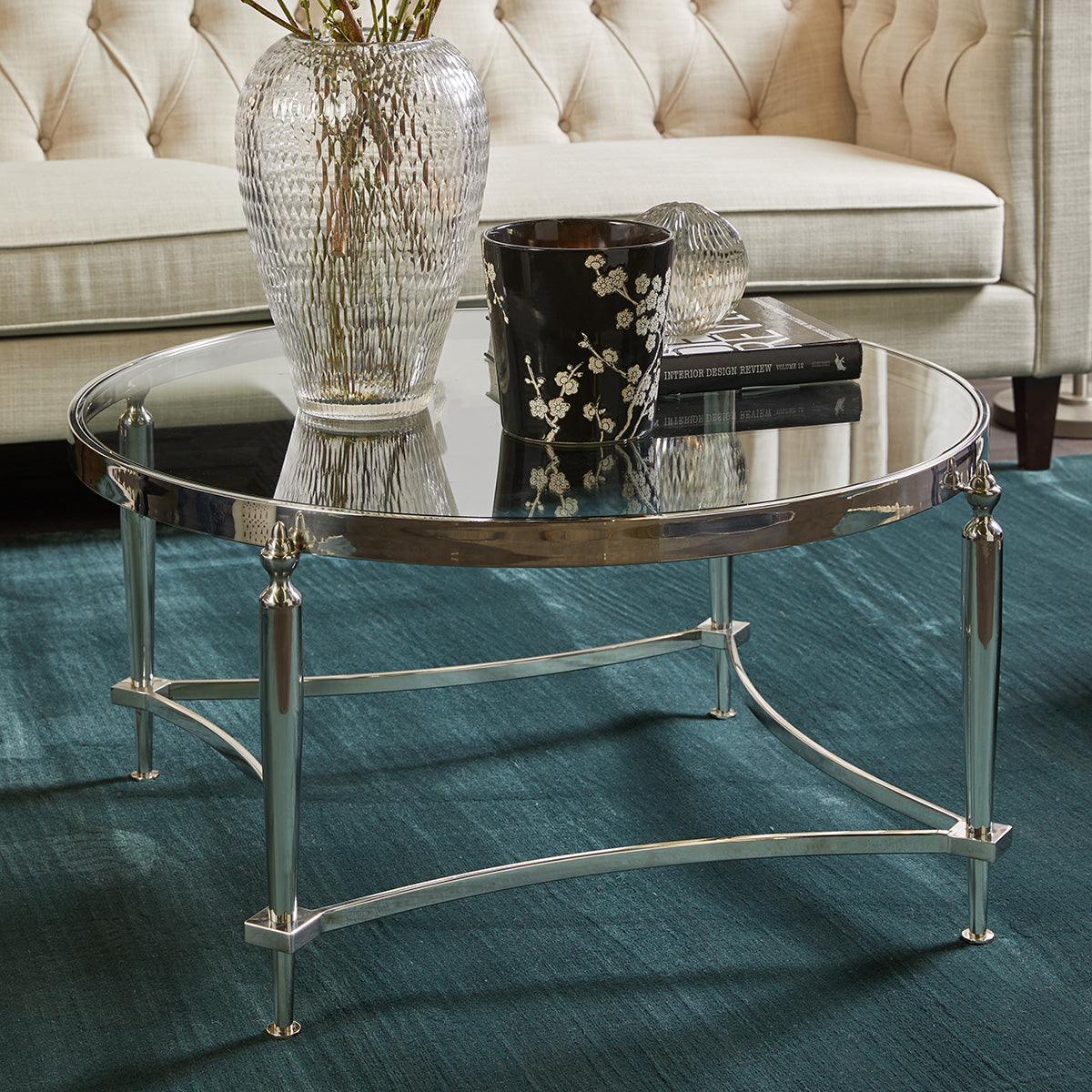 Jak Glass Coffee Table - Nickel **discontinued**