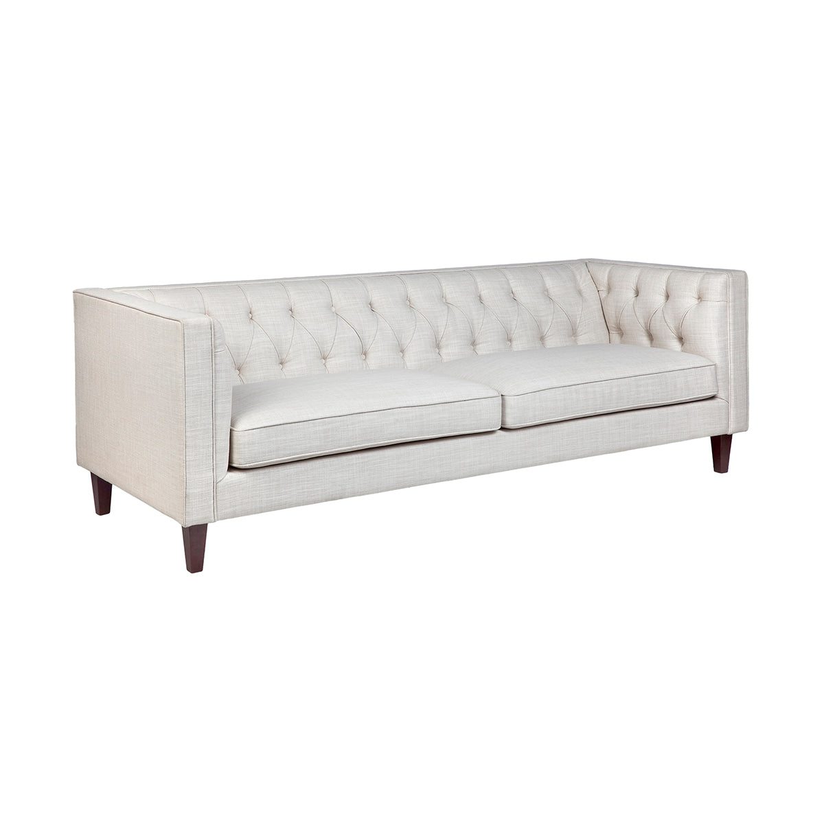 Tuxedo 3 Seater Tufted Sofa - Natural Linen