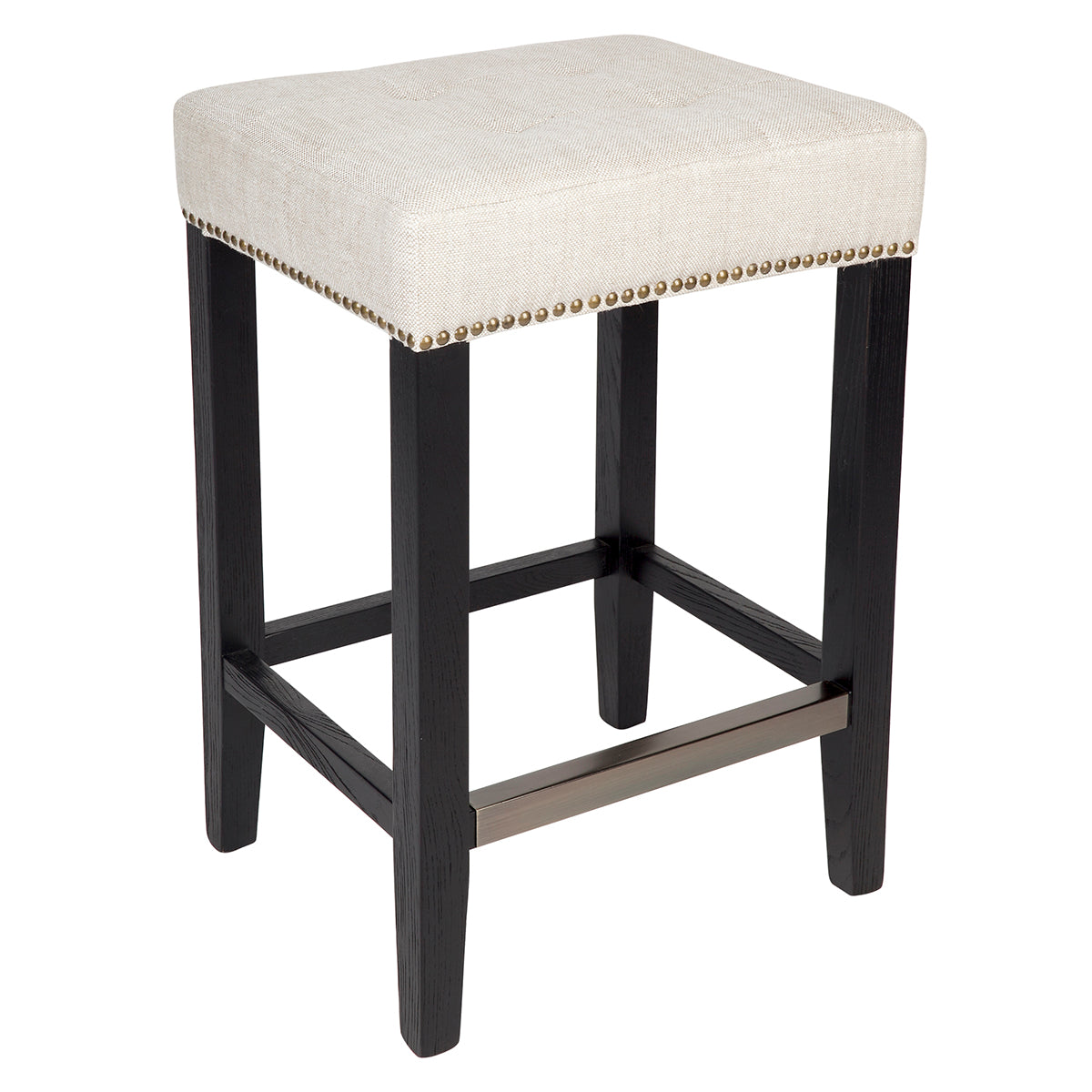 Canyon Black Kitchen Stool - Natural Linen